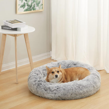 Calming Fluffy Donut Dog Bed 