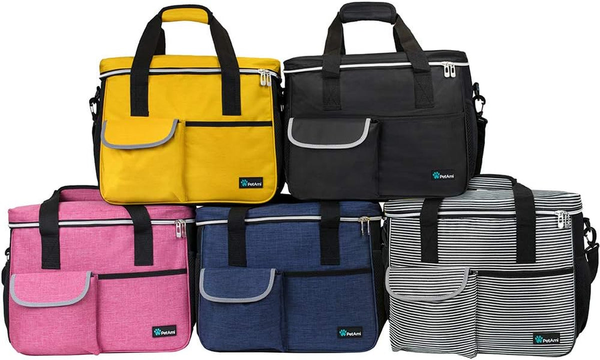 Ultimate Dog Travel Bag Organizer - Black Medium Tote with Food Containers & Collapsible Bowls