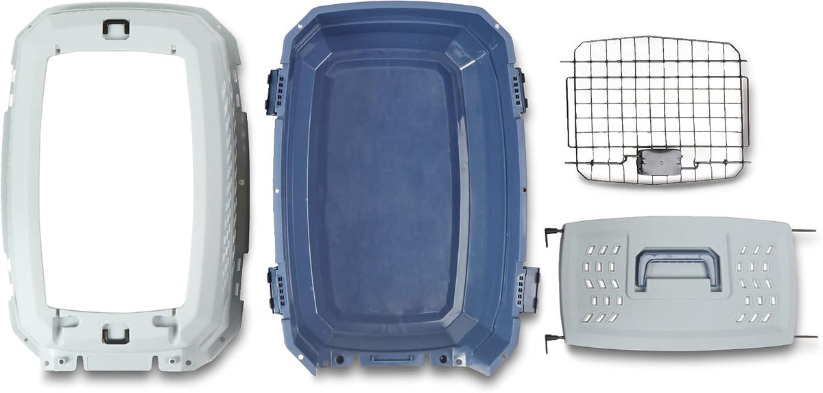 Ultimate Gray & Blue 2-Door Top-Load Pet Carrier for Safe and Comfortable Travel with Your Dog or Cat