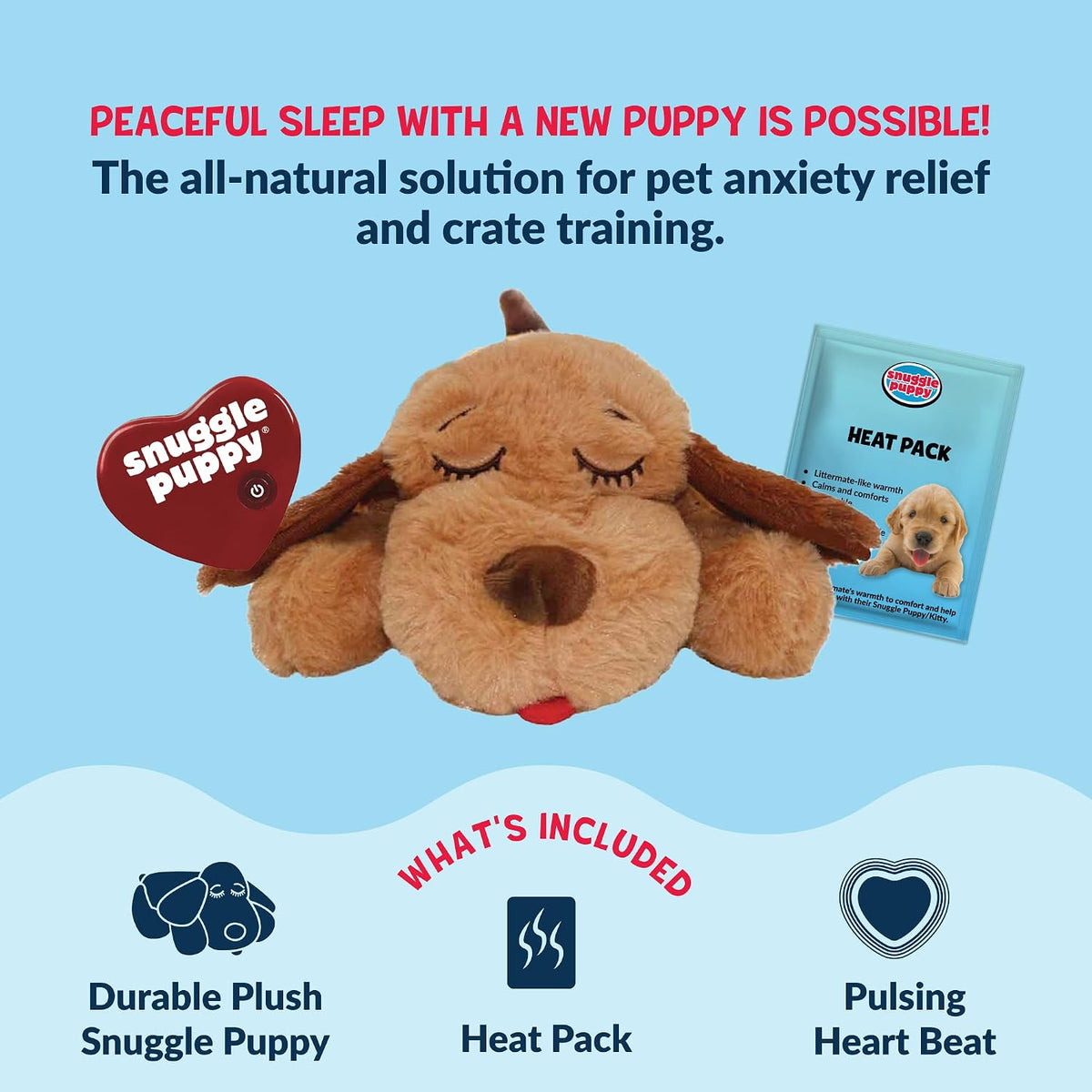 Snuggle Puppy Heartbeat Toy - The Ultimate Calming Companion for Medium Breeds in Biscuit Color