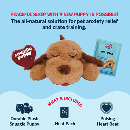 Snuggle Puppy Heartbeat Toy - The Ultimate Calming Companion for Medium Breeds in Biscuit Color