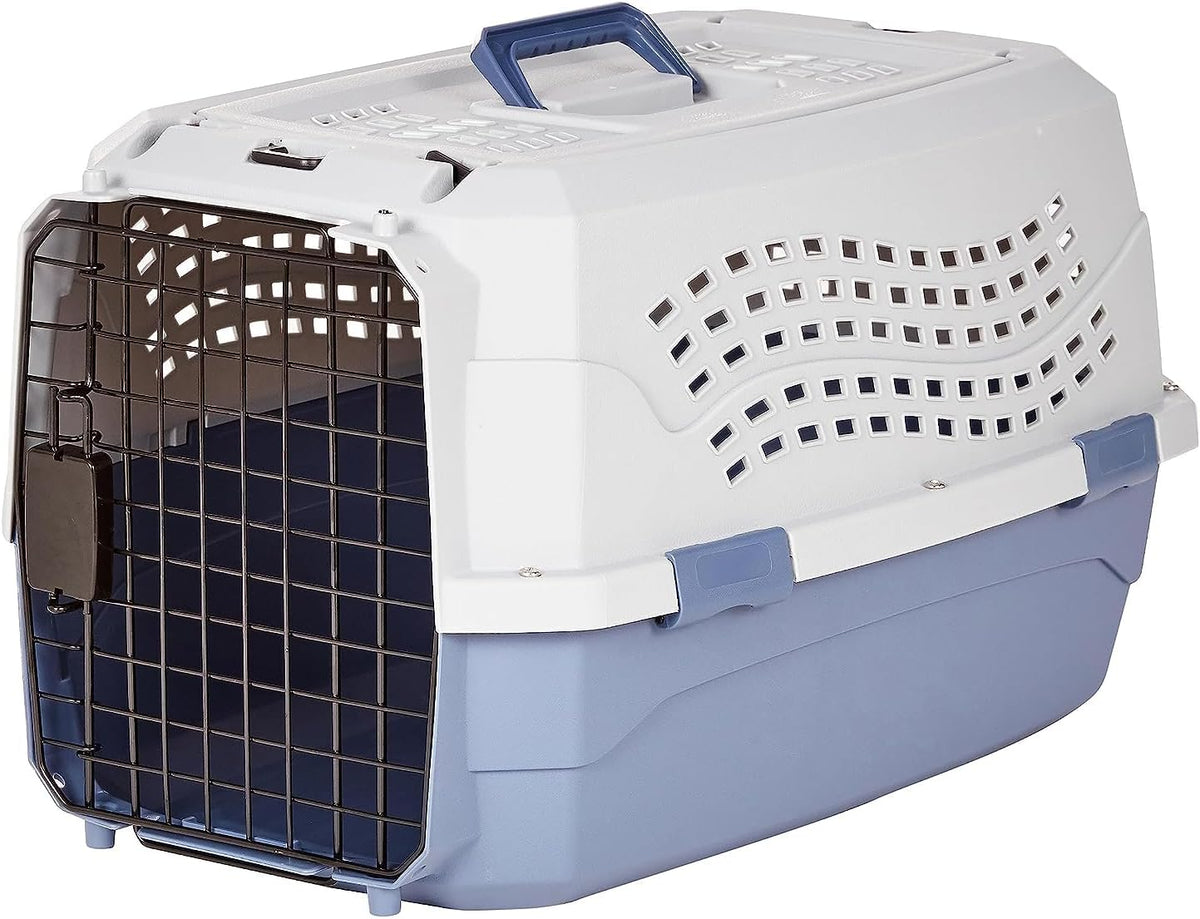 Ultimate Gray & Blue 2-Door Top-Load Pet Carrier for Safe and Comfortable Travel with Your Dog or Cat
