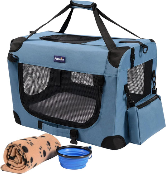 Portable Collapsible Pet Crate, 24" Soft Pet Crate for Car Travel