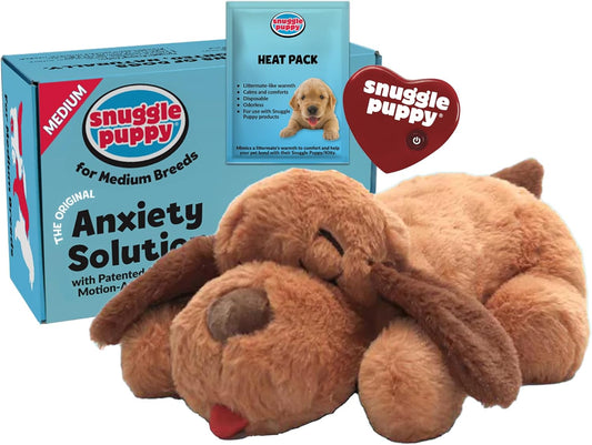 Snuggle Puppy Heartbeat Toy - The Ultimate Calming Companion for Medium Breeds in Biscuit Color