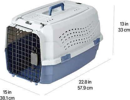 Ultimate Gray & Blue 2-Door Top-Load Pet Carrier for Safe and Comfortable Travel with Your Dog or Cat