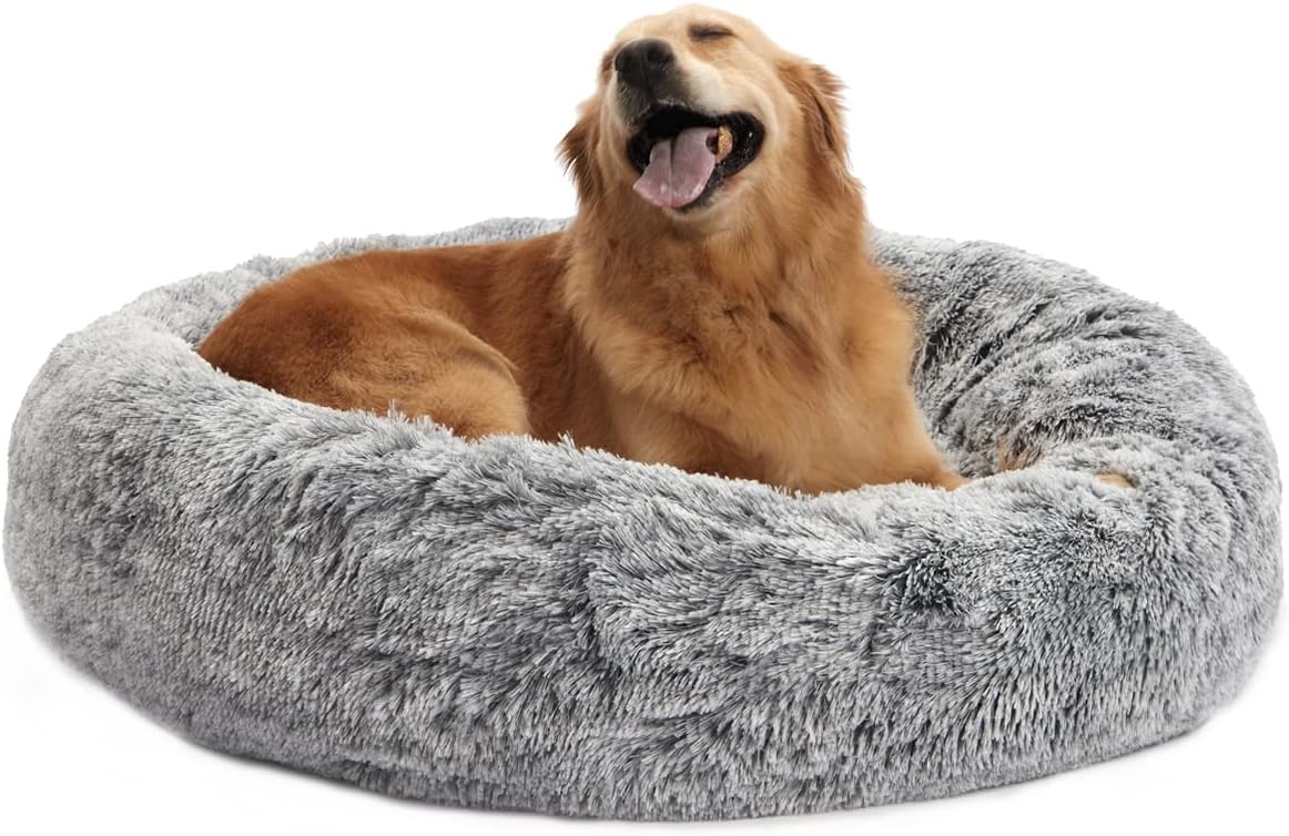 Calming Fluffy Donut Dog Bed 