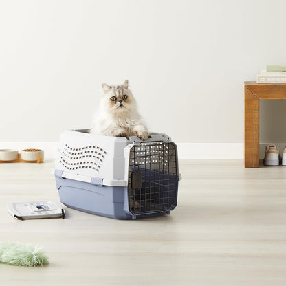 Ultimate Gray & Blue 2-Door Top-Load Pet Carrier for Safe and Comfortable Travel with Your Dog or Cat