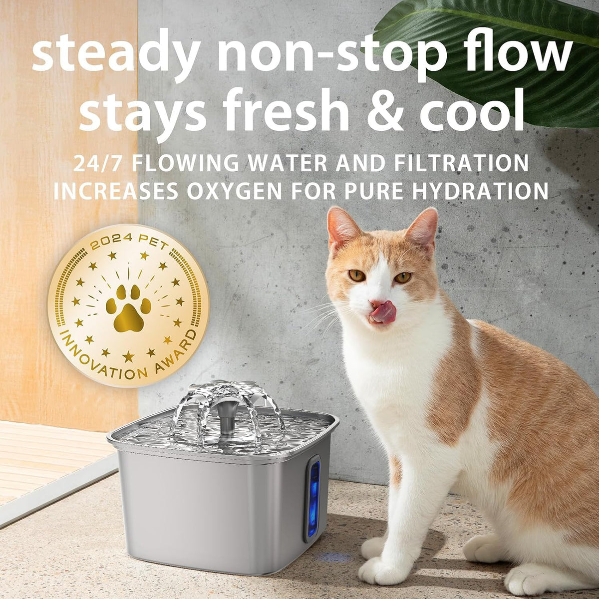 Revolutionary Stainless Steel Pet Fountain - Keep Your Cats and Dogs Hydrated with 108 Oz Capacity!