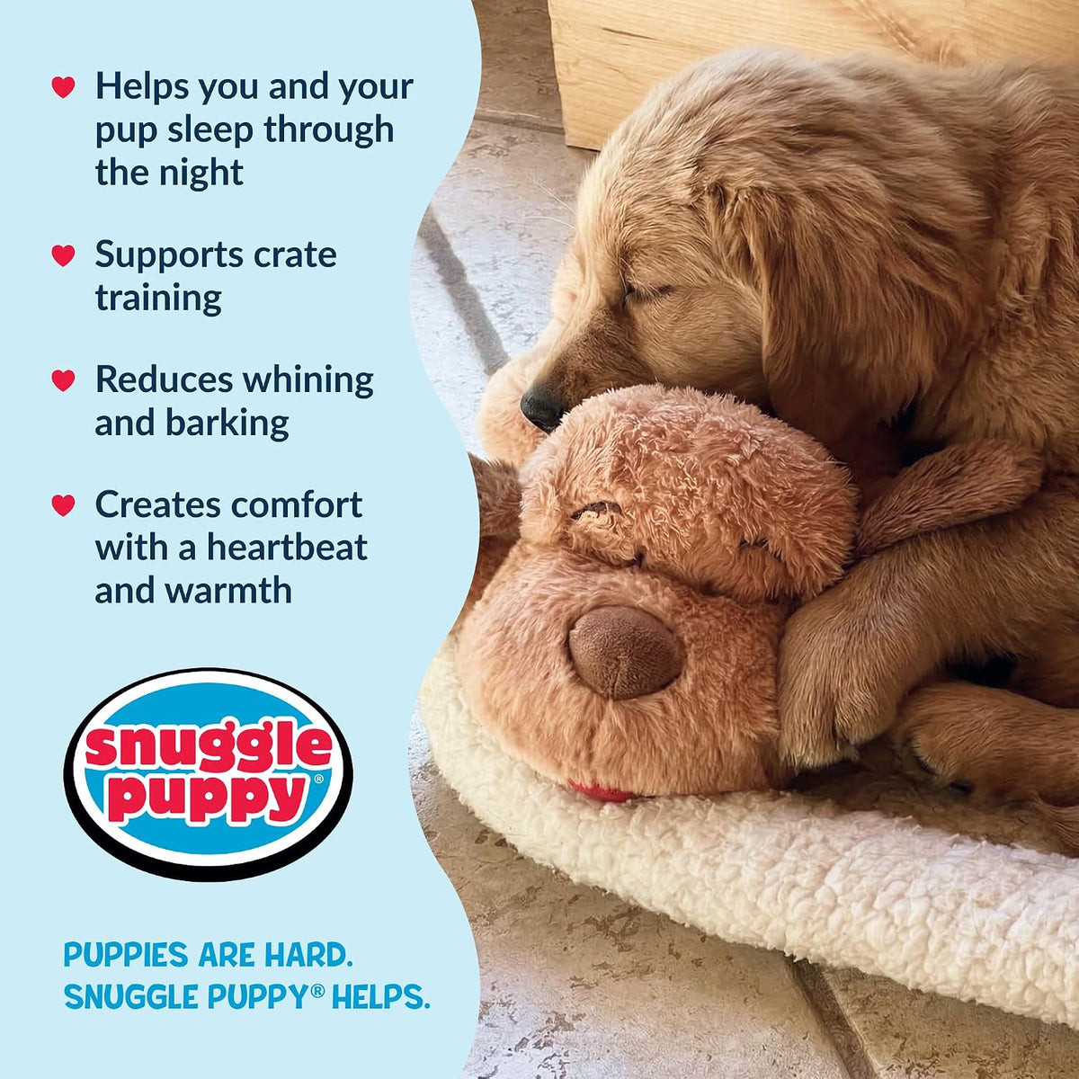 Snuggle Puppy Heartbeat Toy - The Ultimate Calming Companion for Medium Breeds in Biscuit Color