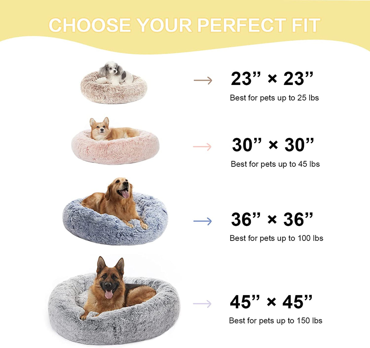 Calming Fluffy Donut Dog Bed 