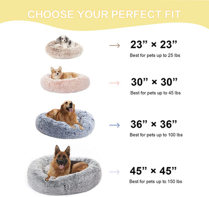Calming Fluffy Donut Dog Bed 