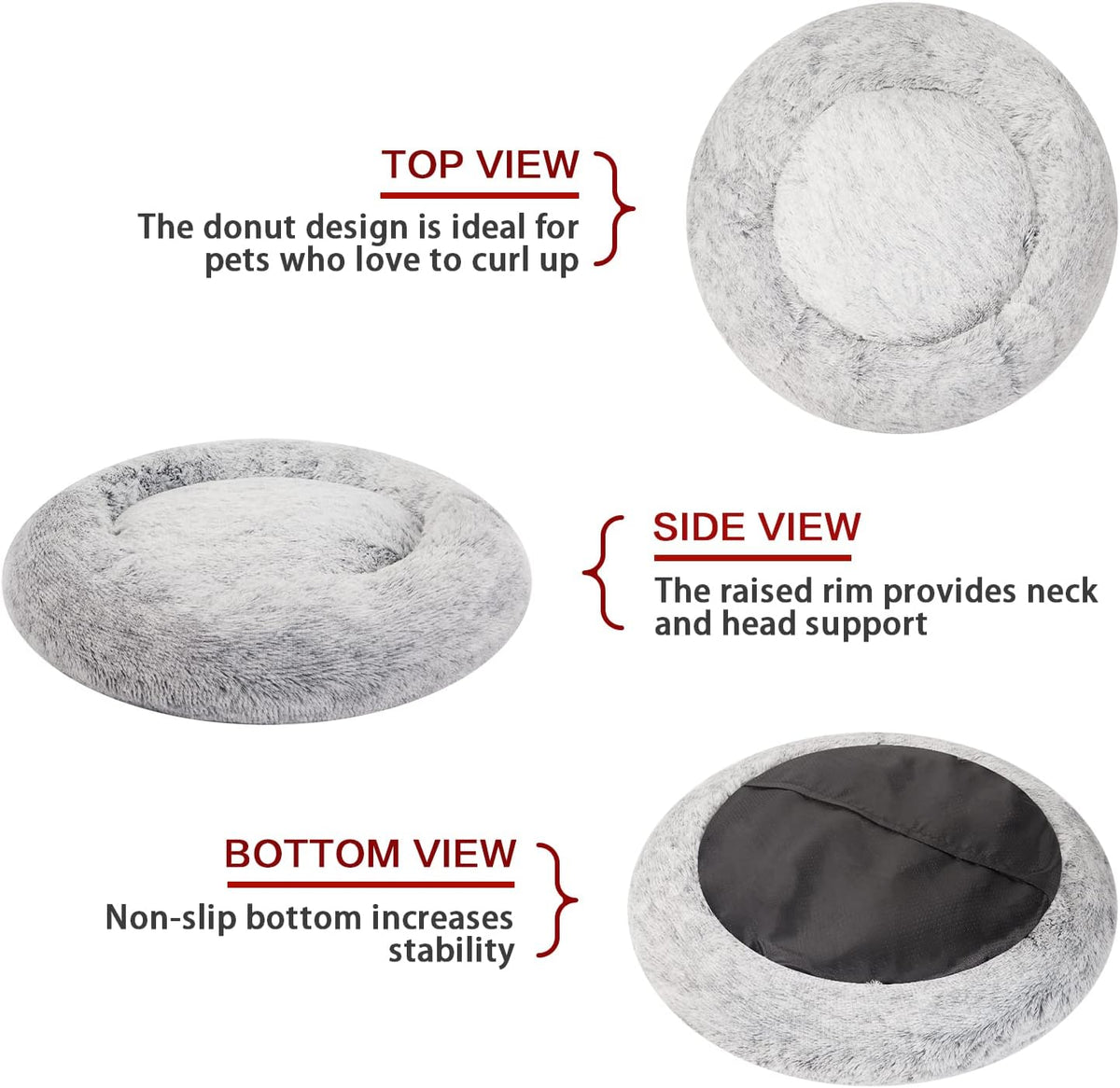 Calming Fluffy Donut Dog Bed 