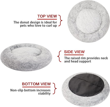 Calming Fluffy Donut Dog Bed 